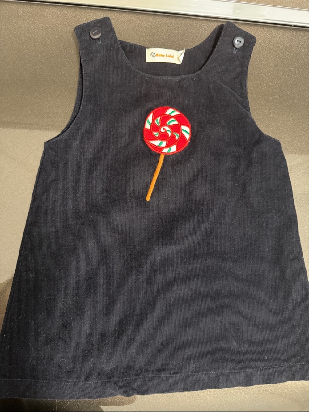 Baby Luigi Navy “Corduroy” Girls' Lollipop Dress